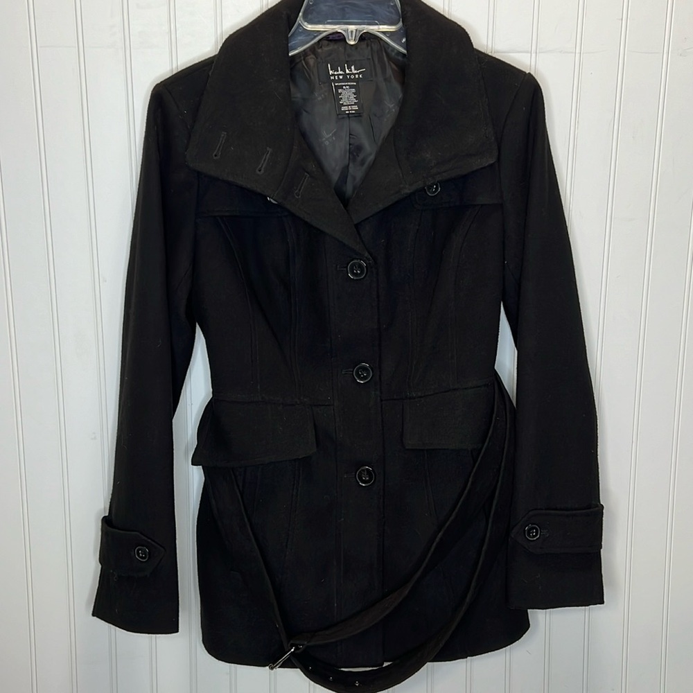Nicole Miller Black So Soft Pea Coat Size Small